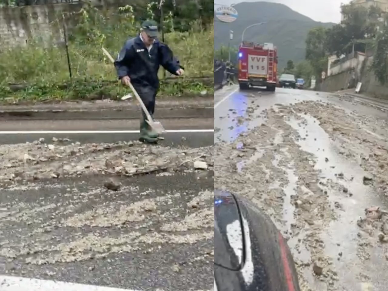 Gragnano, detriti in strada: nuovamente interrotta la Statale per Agerola