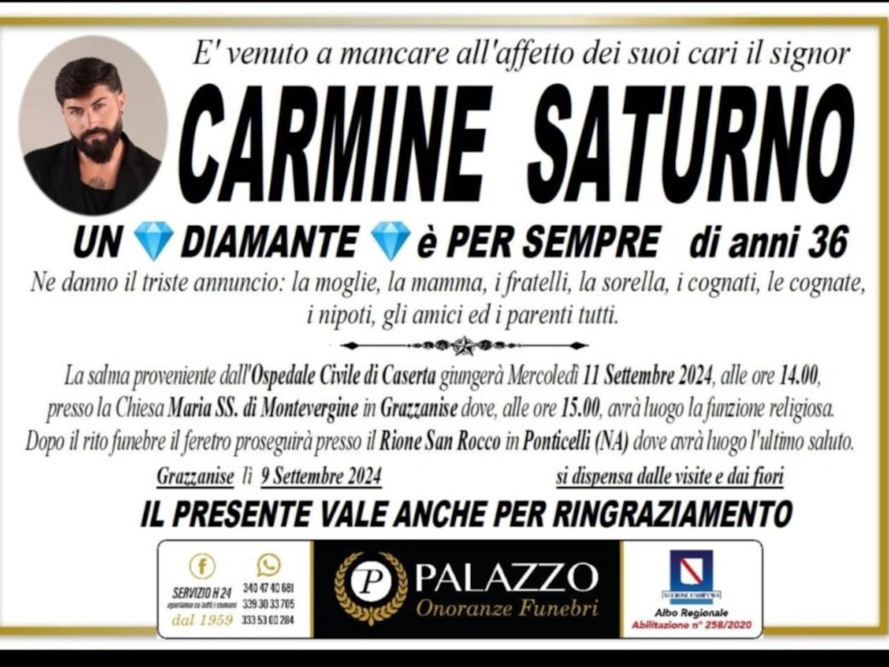 carmine diamante, doppi funerali